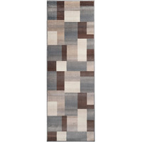 8' Grey Patchwork Power Loom Stain Resistant Runner Rug