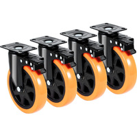 VEVOR Caster Wheels, 6-inch Swivel Plate Casters, Set of 4, with Security A/B Locking No Noise PVC Wheels, Heavy Duty 700 lbs Load Capacity Per Caster, Non-Marking Wheels for Cart Furniture Workbench