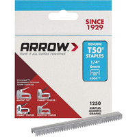 Arrow 504 Heavy Duty T50 1/4-Inch Staples for Upholstery, Construction, Furniture, Crafts, 1250-Pack