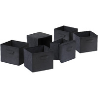 Capri 6-Pc Foldable Fabric Basket Set, Black