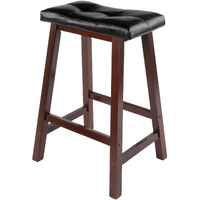 Mona Cushion Saddle Seat Counter Stool, Black and Walnut
