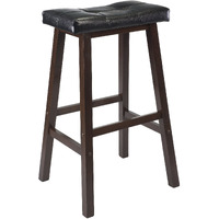 Mona Cushion Saddle Seat Bar Stool, Black and Walnut