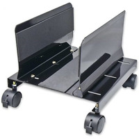 CPU Stand with Castors for Computer Case, Aluminum, Black Color, Adjustable Width from 14cm to 25cm