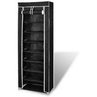 Fabric Shoe Cabinet with Cover 22" x 11" x 64" Black