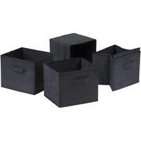 Capri 4-Pc Foldable Fabric Basket Set, Black