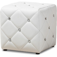 Baxton Studio Stacey Modern and Contemporary White Faux Leather Upholstered Ottoman