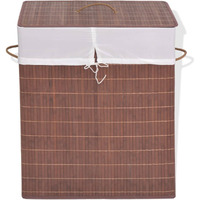 vidaXL Bamboo Laundry Bin Rectangular Brown