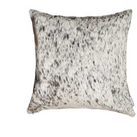 18" X 18" X 5" Salt And Pepper Gray And White Cowhide  Pillow