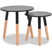 vidaXL Side Table Set 2 Pieces Solid Pinewood Black