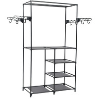 vidaXL Clothes Rack Steel and Non-woven Fabric 34.3"x17.3"x62.2" Black