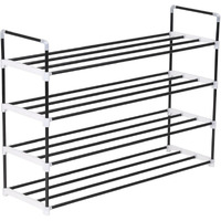 vidaXL Shoe Rack with 4 Shelves Metal and Plastic Black