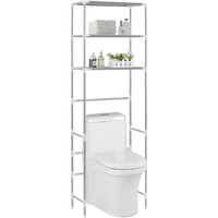 vidaXL 3-Tier Storage Rack over Toilet Silver 20.9"x11"x66.5"