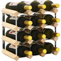 vidaXL Wine Rack for 12 Bottles Solid Pinewood
