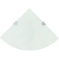 vidaXL Corner Shelves 2 pcs with Chrome Supports Glass White 9.8"x9.8"