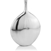 3" X 9" X 12" Silver Aluminum Meduim Long Neck Disc Vase