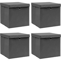 vidaXL Storage Boxes with Lids 4 pcs Gray 12.6"x12.6"x12.6" Fabric