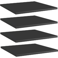 vidaXL Bookshelf Boards 4 pcs High Gloss Black 15.7"x15.7"x0.6" Engineered Wood
