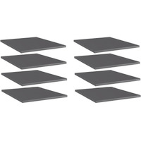 vidaXL Bookshelf Boards 8 pcs High Gloss Gray 15.7"x19.7"x0.6" Engineered Wood