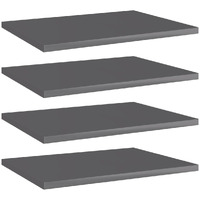 vidaXL Bookshelf Boards 4 pcs High Gloss Gray 15.7"x11.8"x0.6" Engineered Wood