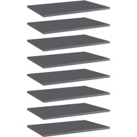 vidaXL Bookshelf Boards 8 pcs High Gloss Gray 23.6"x15.7"x0.6" Engineered Wood