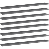 vidaXL Bookshelf Boards 8 pcs High Gloss Gray 31.5"x3.9"x0.6" Engineered Wood