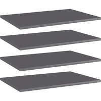 vidaXL Bookshelf Boards 4 pcs High Gloss Gray 23.6"x15.7"x0.6" Engineered Wood