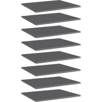 vidaXL Bookshelf Boards 8 pcs High Gloss Gray 23.6"x19.7"x0.6" Engineered Wood