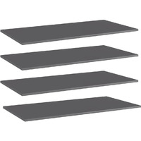 vidaXL Bookshelf Boards 4 pcs High Gloss Gray 31.5"x7.9"x0.6" Engineered Wood