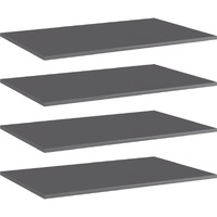 vidaXL Bookshelf Boards 4 pcs High Gloss Gray 31.5"x19.7"x0.6" Engineered Wood