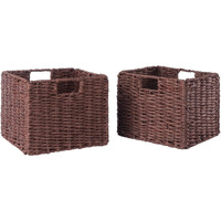 Tessa 2-Pc Foldable Woven Rope Basket Set, Walnut