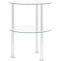 vidaXL 2-Tier Side Table Transparent 15" Tempered Glass