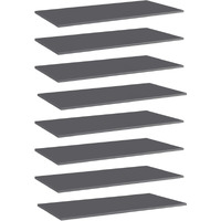 vidaXL Bookshelf Boards 8 pcs High Gloss Gray 31.5"x11.8"x0.6" Engineered Wood