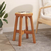 vidaXL Stool Brown 15"x15"x17.7" Round Solid Wood Acacia