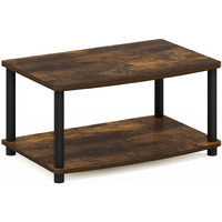 Furinno Turn-N-Tube No Tools 2-Tier Elevated TV Stands, Amber Pine/Black