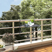 vidaXL Balcony Table Black 23.6"x15.7" Steel