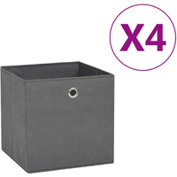 vidaXL Storage Boxes 4 pcs Non-woven Fabric 11"x11"x11" Gray