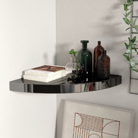 vidaXL Floating Corner Shelf High Gloss Black 13.8"x13.8"x1.5" MDF