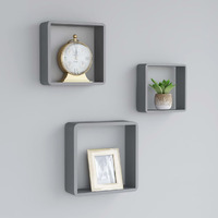 vidaXL Wall Cube Shelves 3 pcs Gray MDF