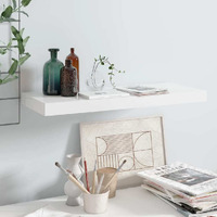 vidaXL Floating Wall Shelf High Gloss White 23.6"x9.3"x1.5" MDF