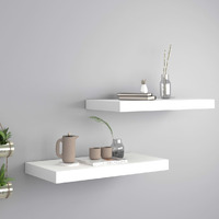 vidaXL Floating Wall Shelves 2 pcs White 19.7"x9.1"x1.5" MDF