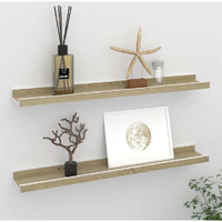 vidaXL Wall Shelves 2 pcs White and Sonoma Oak 23.6"x3.5"x1.2"