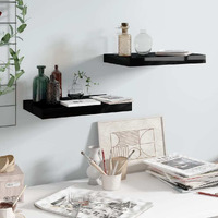 vidaXL Floating Wall Shelves 2 pcs High Gloss Black 15.7"x9.1"x1.5" MDF