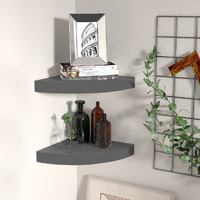 vidaXL Floating Corner Shelves 2 pcs High Gloss Gray 9.8"x9.8"x1.5" MDF