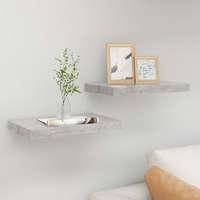 vidaXL Floating Wall Shelves 2 pcs Concrete Gray 19.7"x9.1"x1.5" MDF