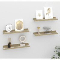 vidaXL Wall Shelves 4 pcs White and Sonoma Oak 15.7"x3.5"x1.2"