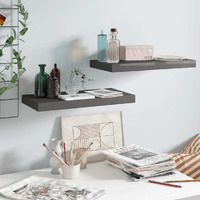 vidaXL Floating Wall Shelves 2 pcs High Gloss Gray 19.7"x9.1"x1.5" MDF
