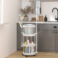 vidaXL Cleaning Trolley with Storage Basket Aluminum