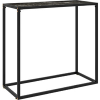 vidaXL Console Table Black 31.5"x13.8"x29.5" Tempered Glass