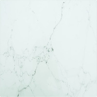 vidaXL Table Top White 11.8"x11.8" 0.2" Tempered Glass with Marble Design