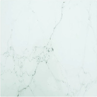 vidaXL Table Top White 15.7"x15.7" 0.2" Tempered Glass with Marble Design